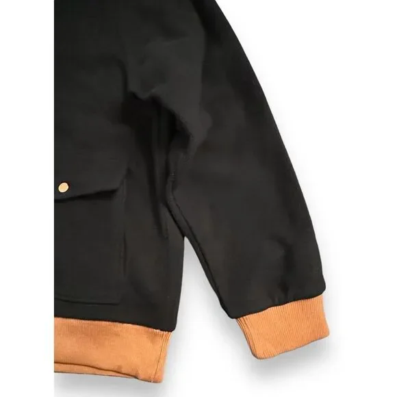 True Religion‎ Fleece Bomber Utility Jacket Mens Size L Jet Black $199